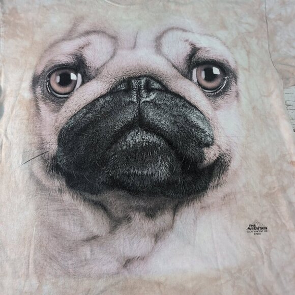 The Mountain Big Face Pug Dog Tee Beige Tie Dye Graphic T-Shirt – Men’s 2XL - Picture 2 of 9